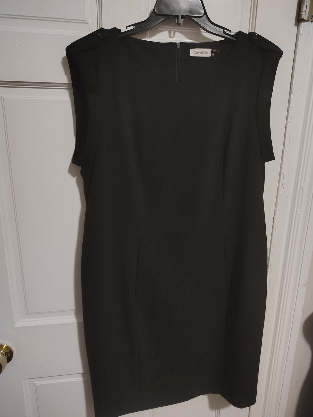Calvin Klein Black Cap-Sleeve Sheath Dress with Shoulder Tabs